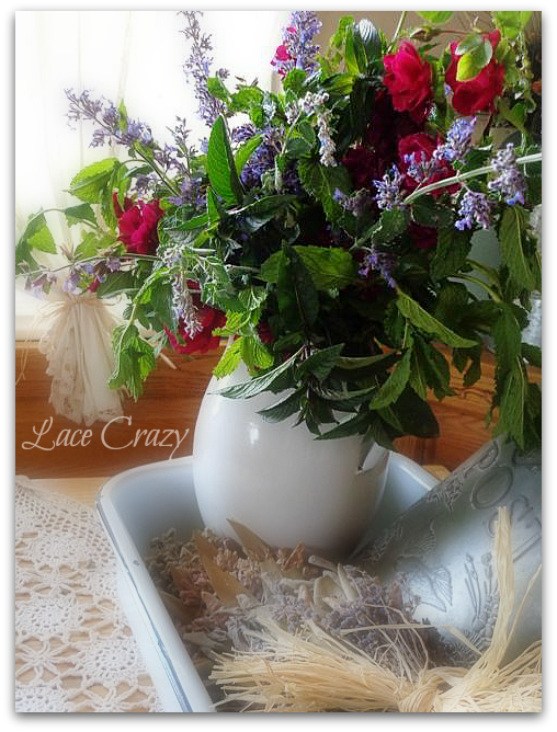 Lace Crazy Garden Fresh Mint Flower Arrangement...