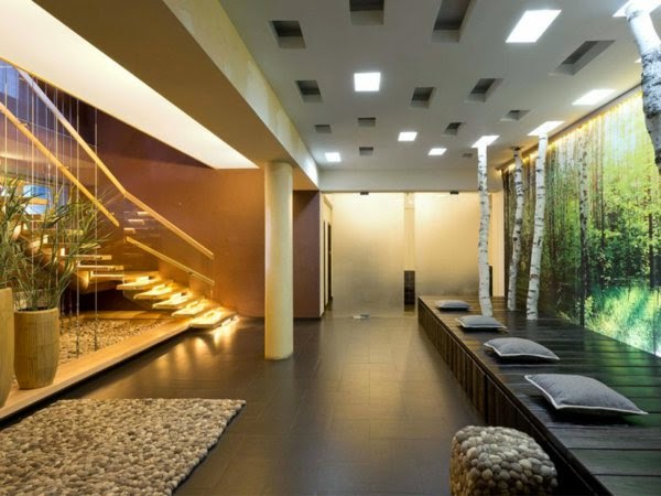 interior lighting design ideas: luxury room with ceiling and stairs light