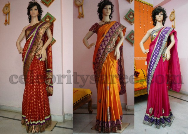 Half and Half Georgette Silk Saris