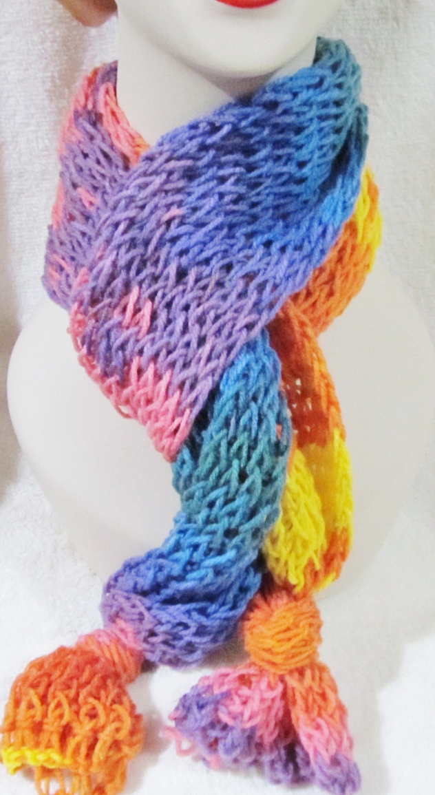 Handmade Rainbow Loom Knitted Scarf SherryCreates