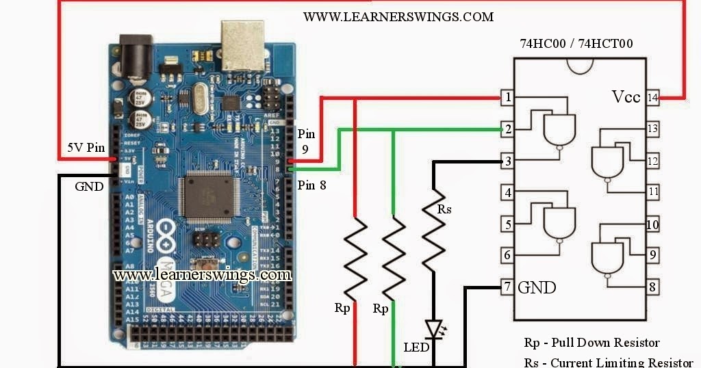 How to Control 74HC00 / 74HCT00, NAND Gate, Using Arduino ... circuit diagram 4017 