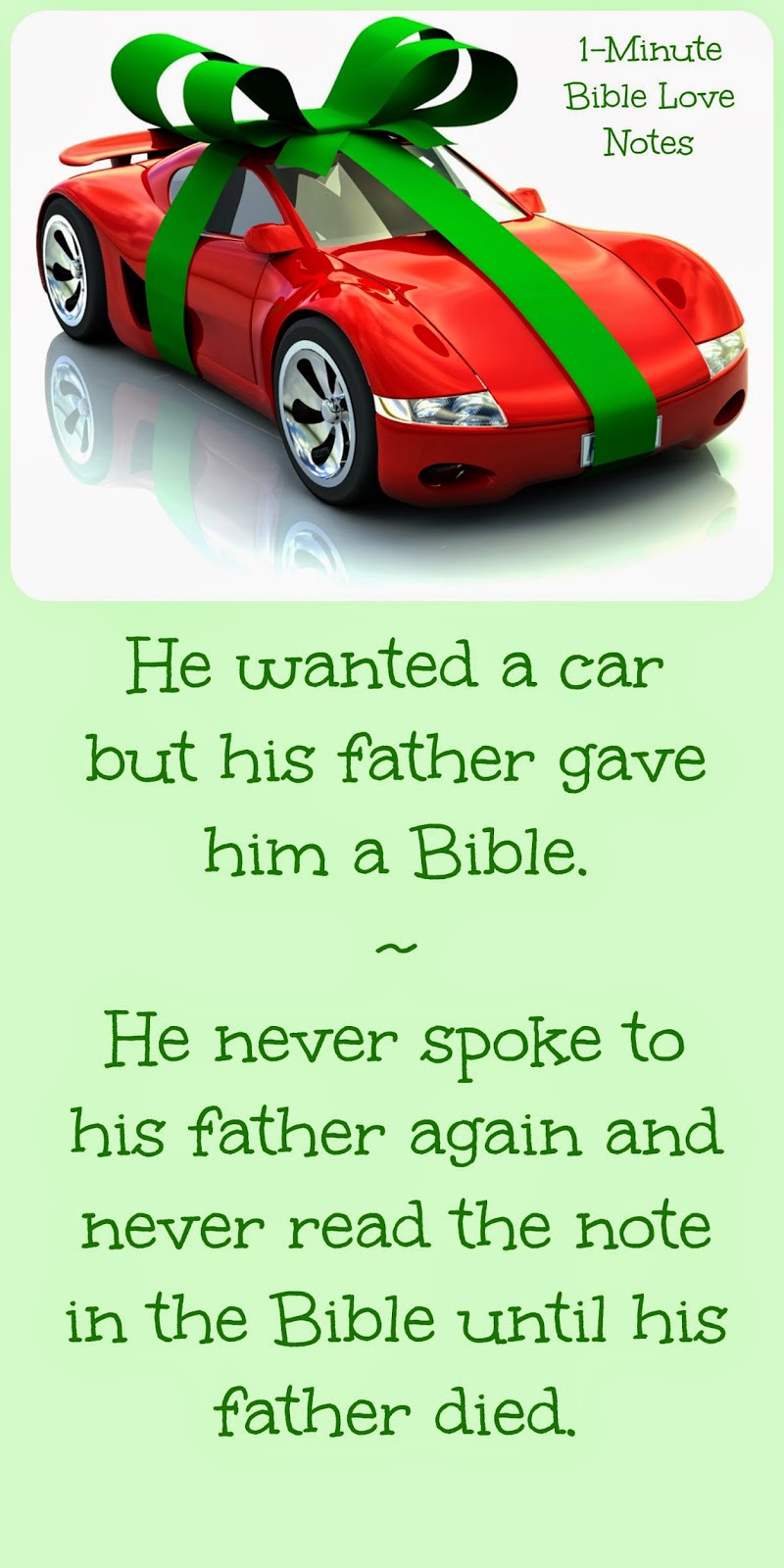 1Minute Bible Love Notes A Car or a Bible?