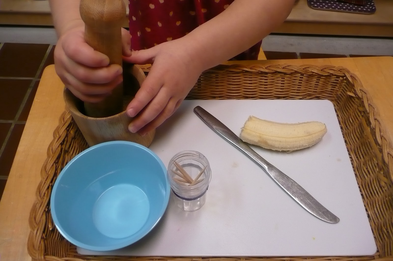 Montessori Teachings: Mortar and Pestle work