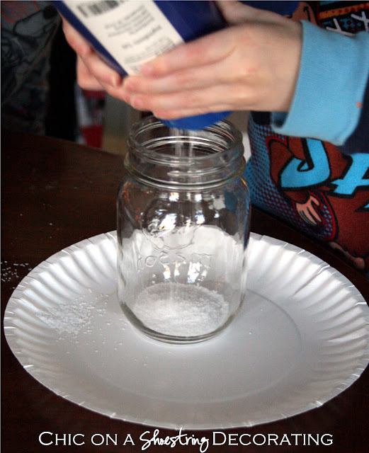 Kids Craft: Dollar Store Waterless Snow Globes by Chic on a Shoestring Decorating blog