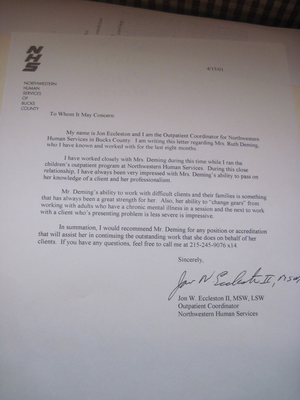 Hair Stylist Reference Letter