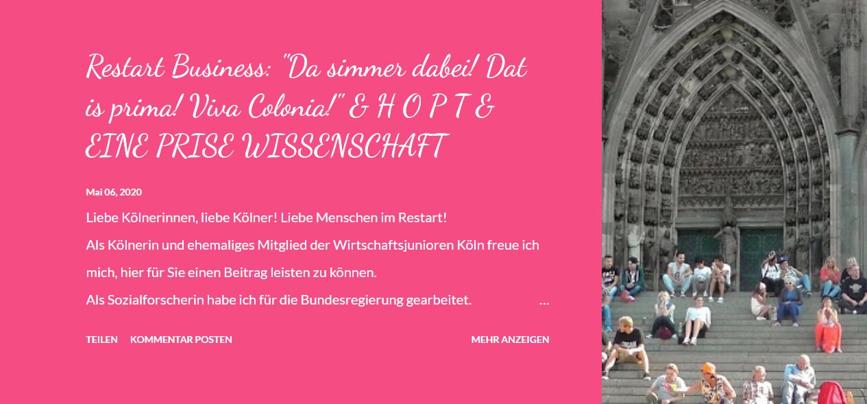 Liebe Kölnerinnen! Liebe Kölner! Liebe Menschen! Danke für Ihren Besuch hier auf diesem Blog!