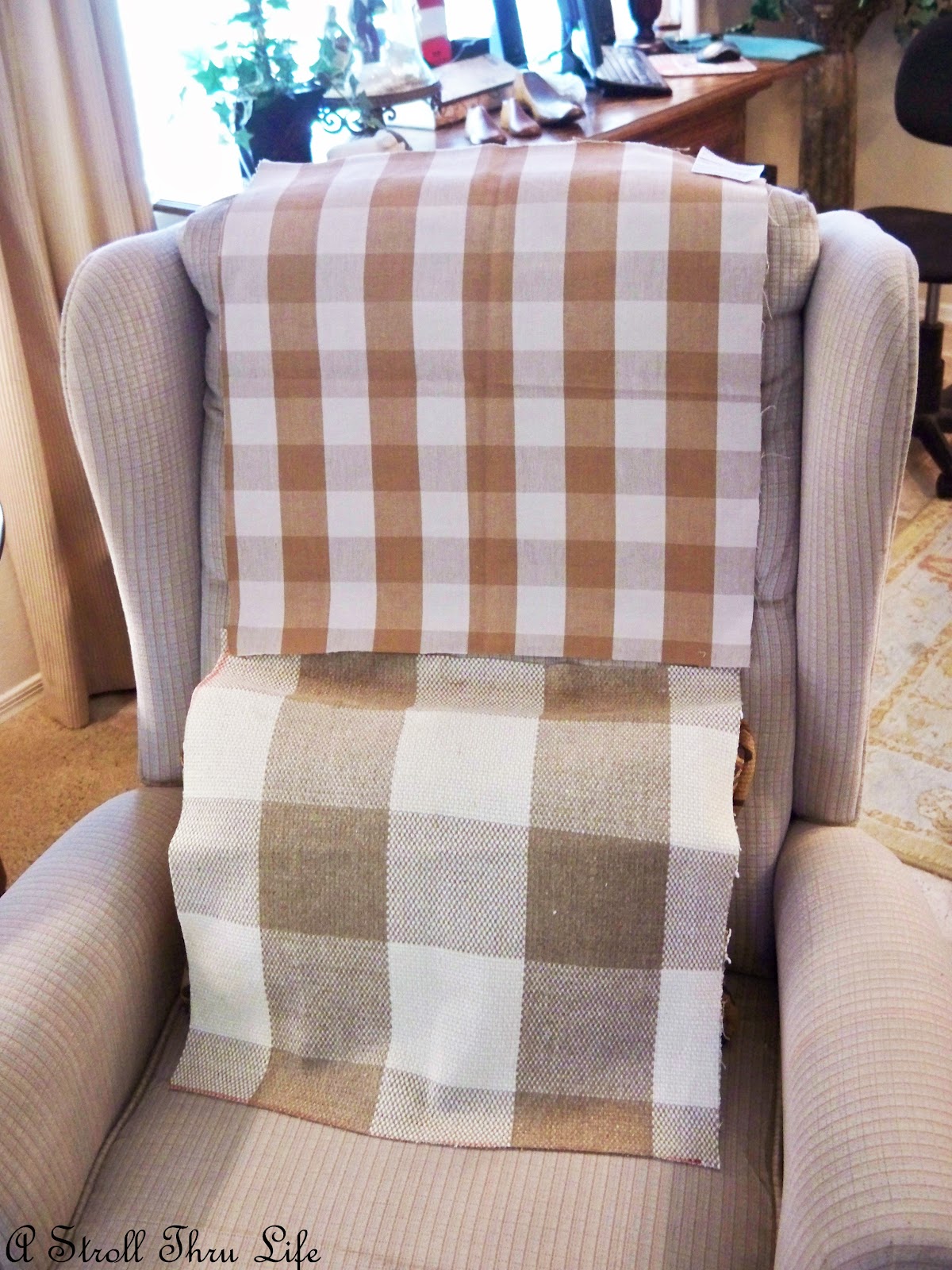 A Stroll Thru Life Fabric Samples for the Chair