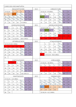Eskolako egutegia / Calendario escolar