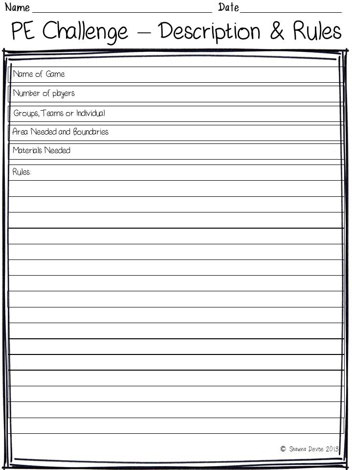 PE Challenge Create Your Own PE Game The Picture Book Teacher's Edition