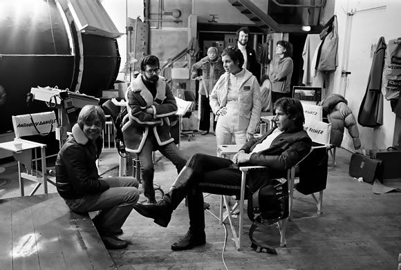 Leia, Han Solo, Luke e George Lucas