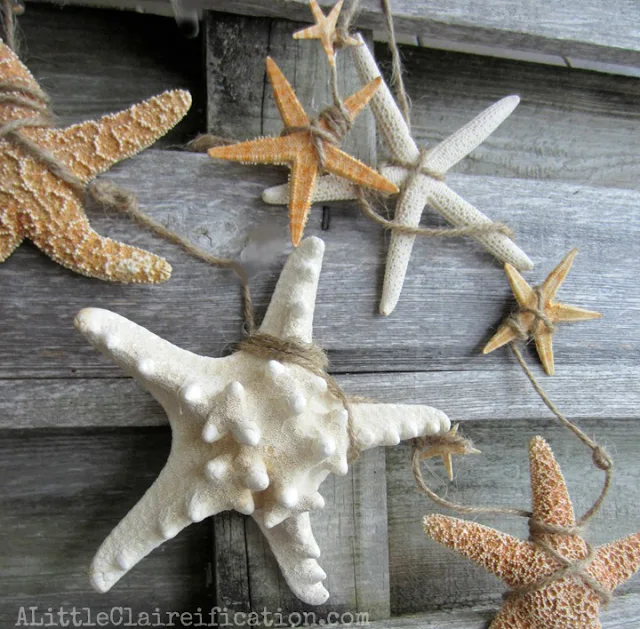 Create a beachy starfish garland easily! By A Little Claireification featured on I Love That Junk