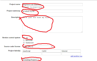 Form Project dari Google Code Hosting di Google Code
