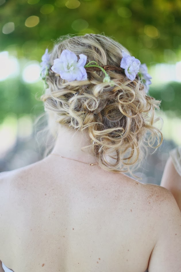 wedding hair style, flower crown