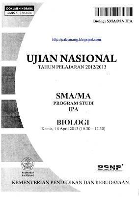 Naskah Soal UN Biologi SMA 2013 Paket 1