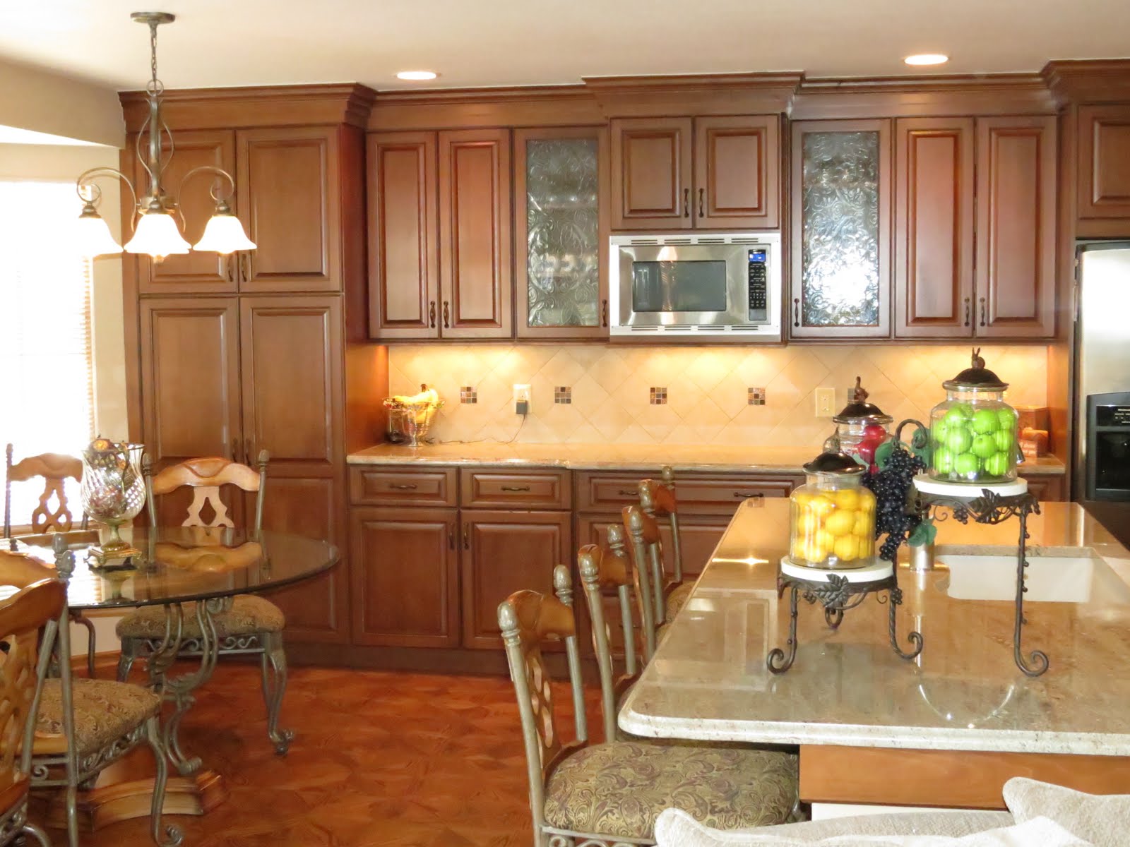 Alder kitchen cabinets Dark Wood Floors with Maple Cabinets