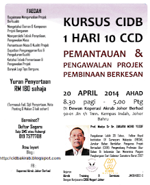 Kursus CIDB 1 Hari 10 CCD 20 April 2014 Pemantauan & Pengawalan Projek Pembinaan Berkesan