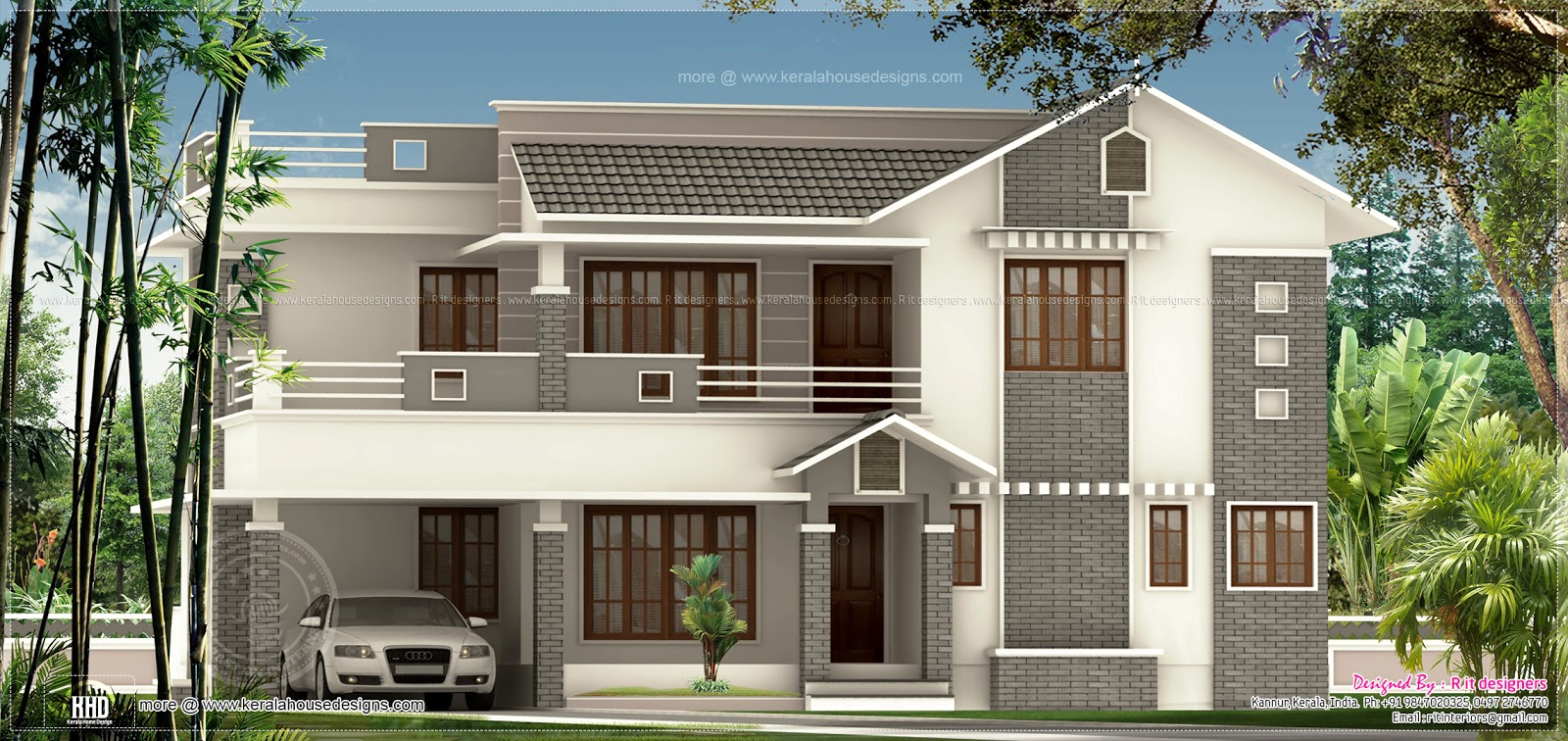 Exterior+House+Elevation ... feet 3 bedroom exterior home - Kerala home design and floor plans