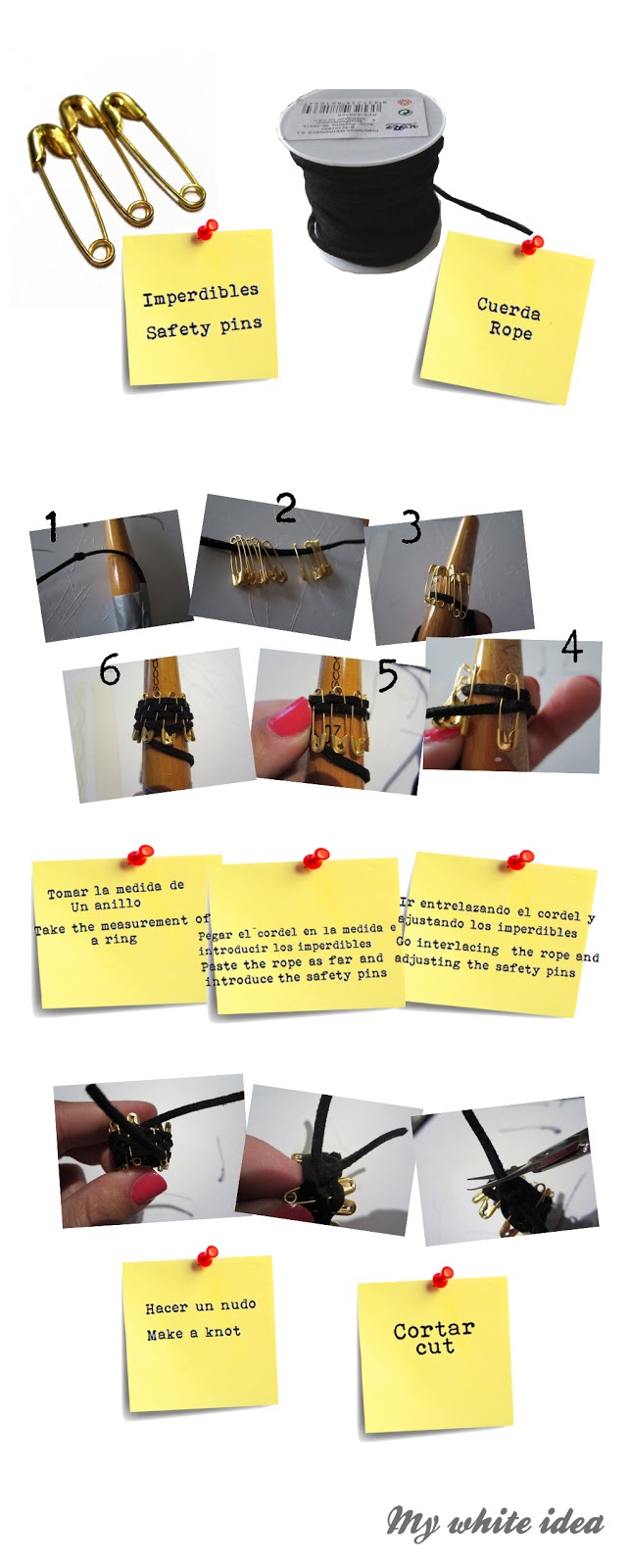 SAFETY PIN RING DIY MY WHITE IDEA DIY