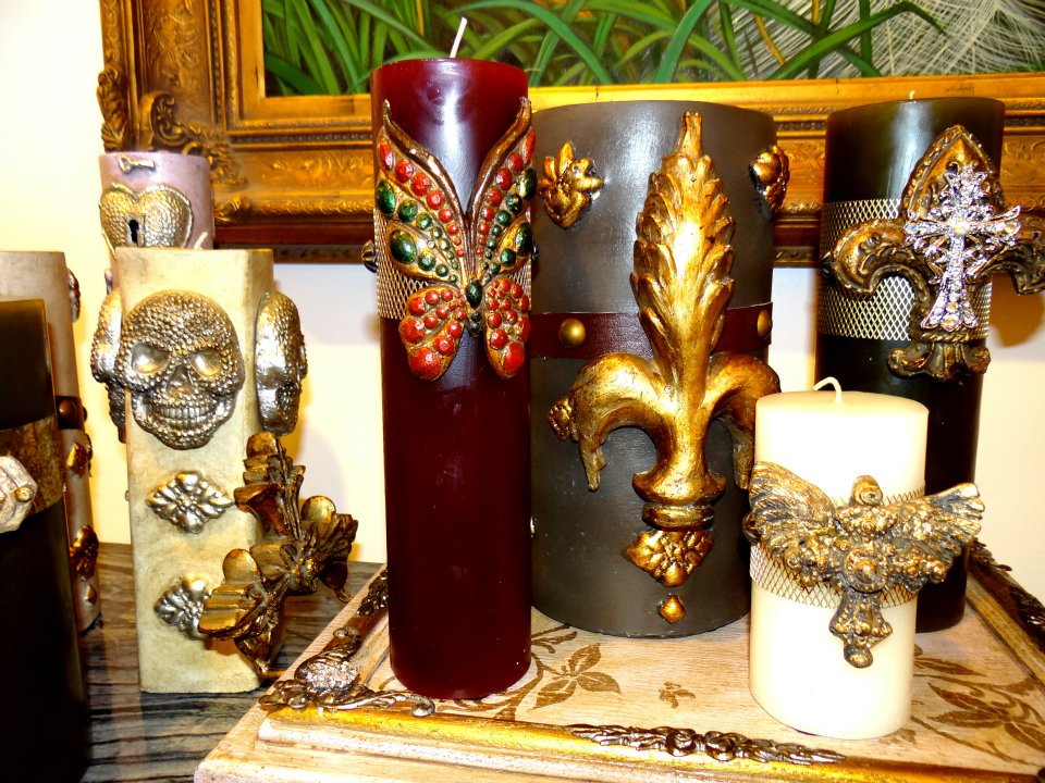 Kellie Burke Interiors Embellished Candles = Decorative Eye Candy