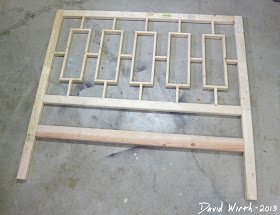 cheap, easy to make pine headboard, bed, plan