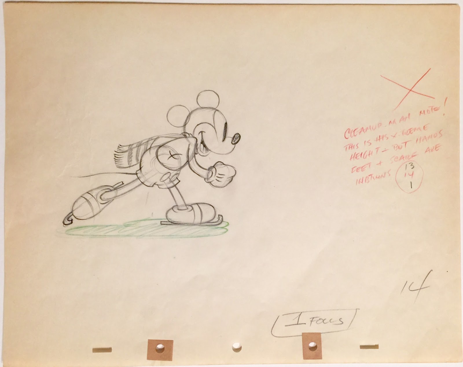Animation Collection: Original Production Animation Drawing of Mickey Mouse  from 'On Ice,' 1935