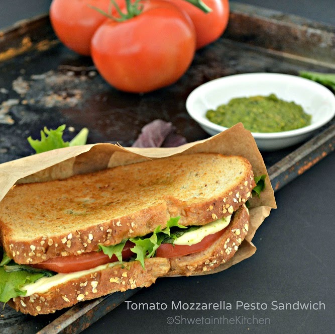 Shweta in the Kitchen: Tomato Mozzarella Pesto Sandwich