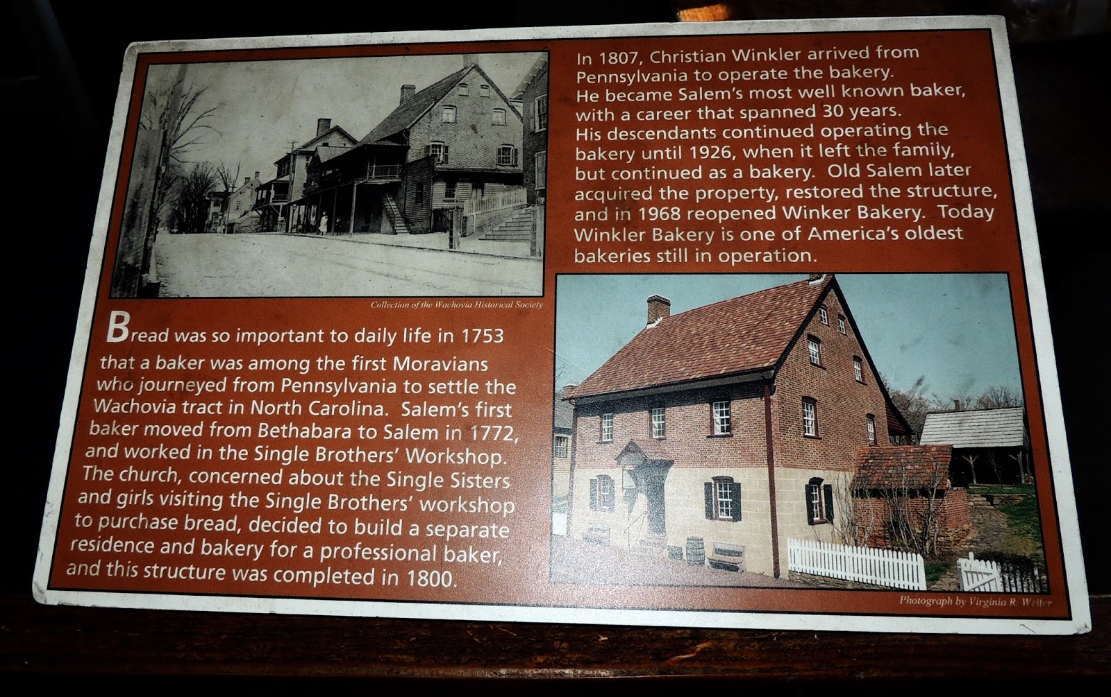 Winkler Bakery in Old Salem NC