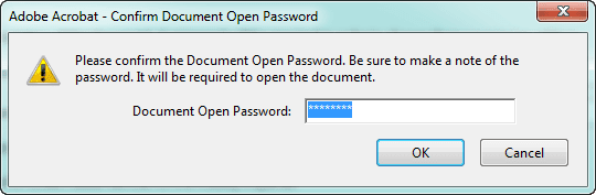 confirm PDF document open password confirm PDF document open password