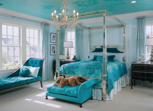 Dormitorios de color turquesa y blanco - Ideas para decorar dormitorios