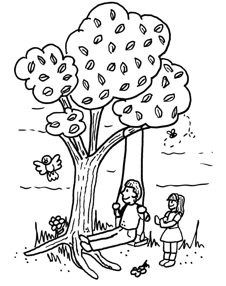 Tree Swing Coloring Pages