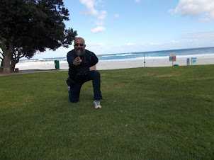 Impersonating "007 James Bond" at "Camp's Bay" beach.