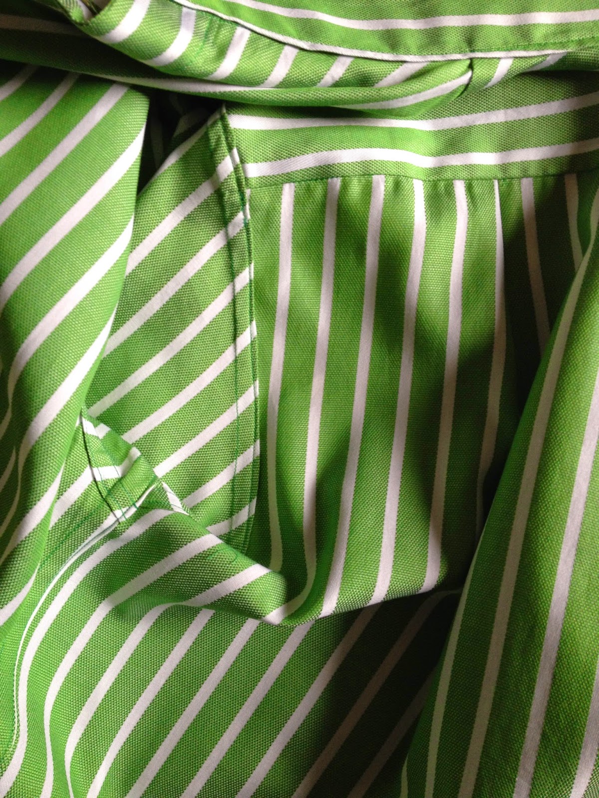 Diary of a Chain Stitcher: Green Striped Colette Negroni Shirt with Stand Collar