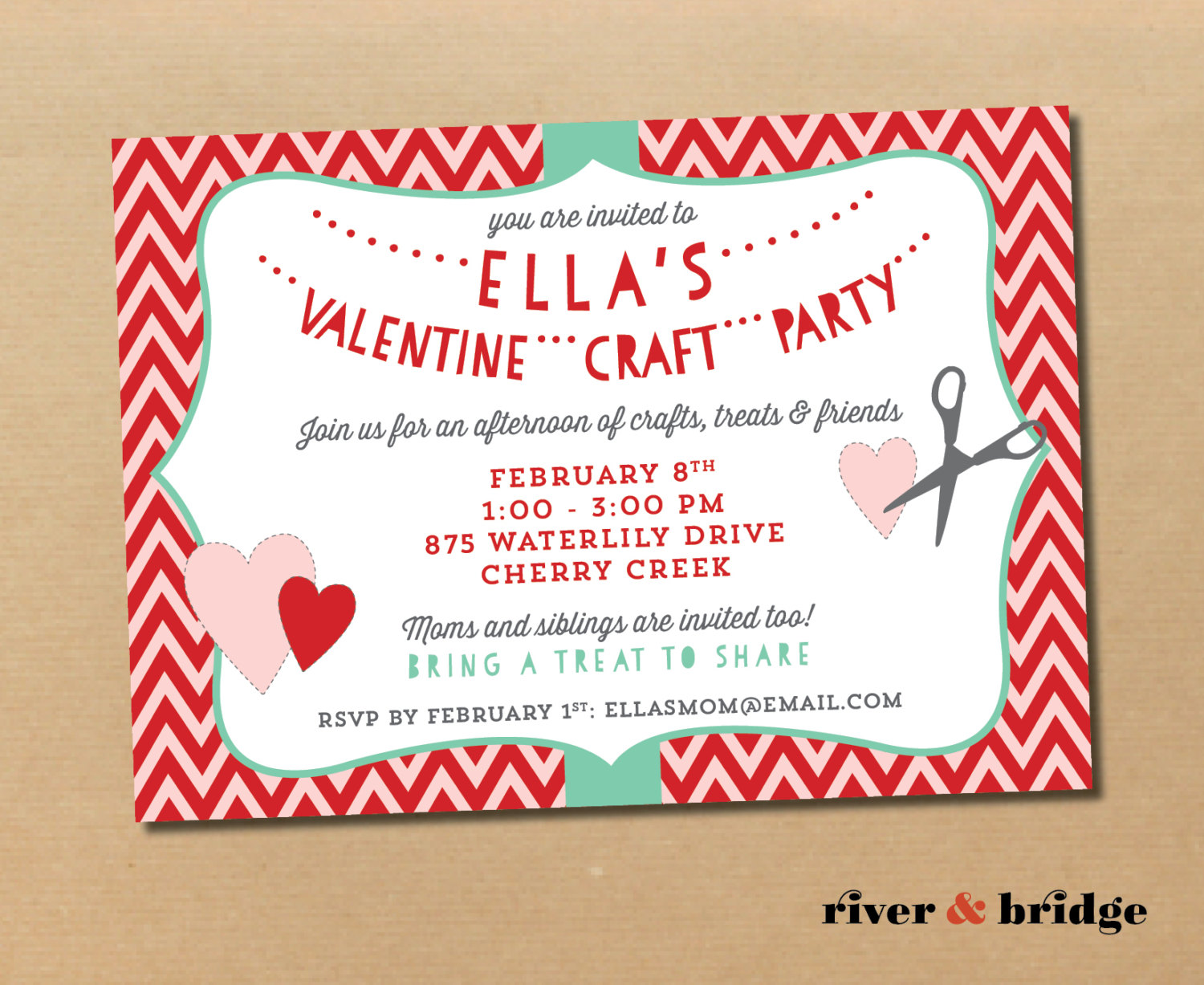 river amp bridge craft party invitation craft party invitation