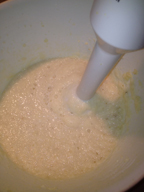 cauliflower and milk blended with immersion blender
