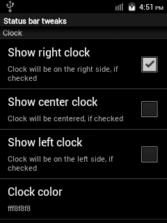 Status Bar Tweaks - Clock Settings Status Bar Tweaks - Clock Settings