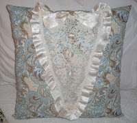 paisley pillow with vintage dress lace