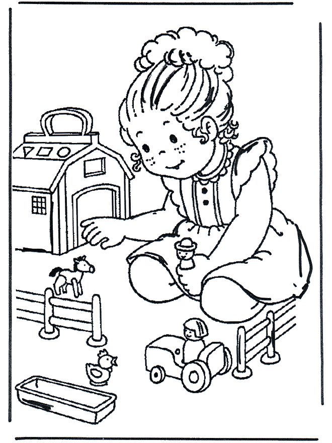 niño con juguetes para colorear