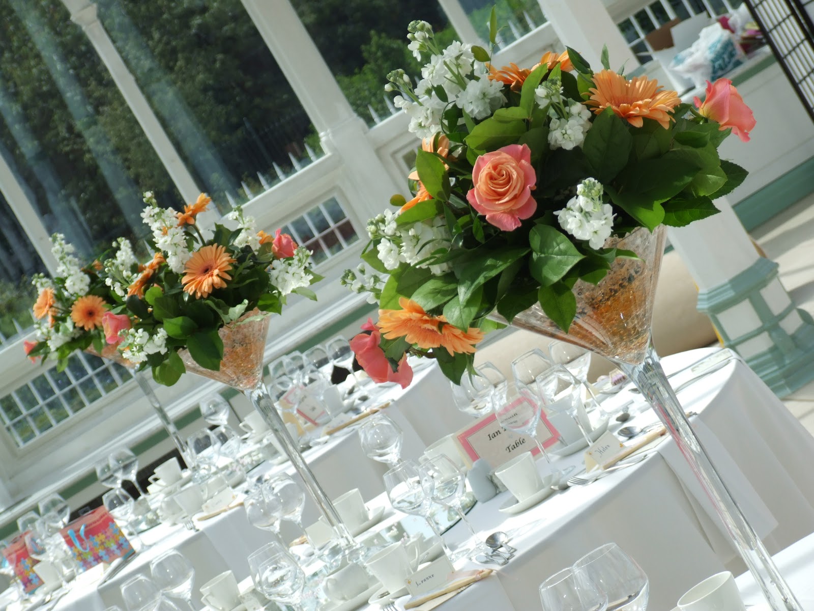 Crystal Flowers Summer wedding celebrations Martini Vases for hire Crystal flowers Wirral