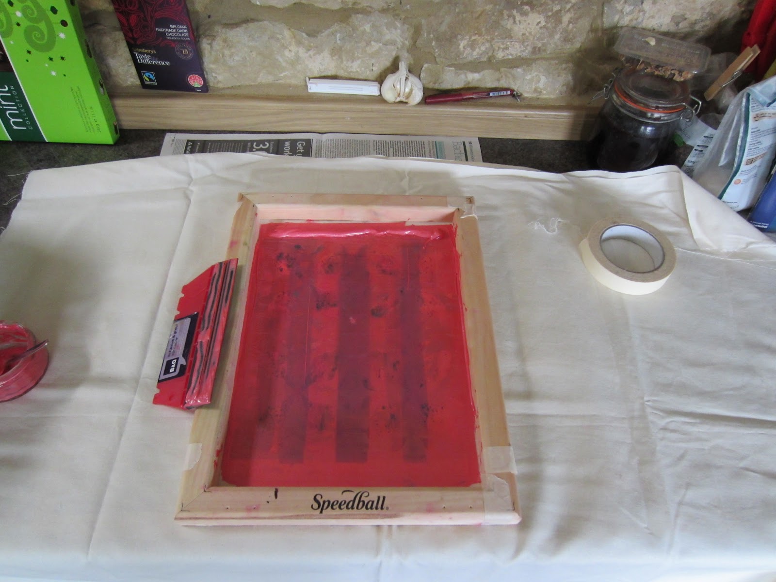 Screen printing with paper templates Living to work Working to live