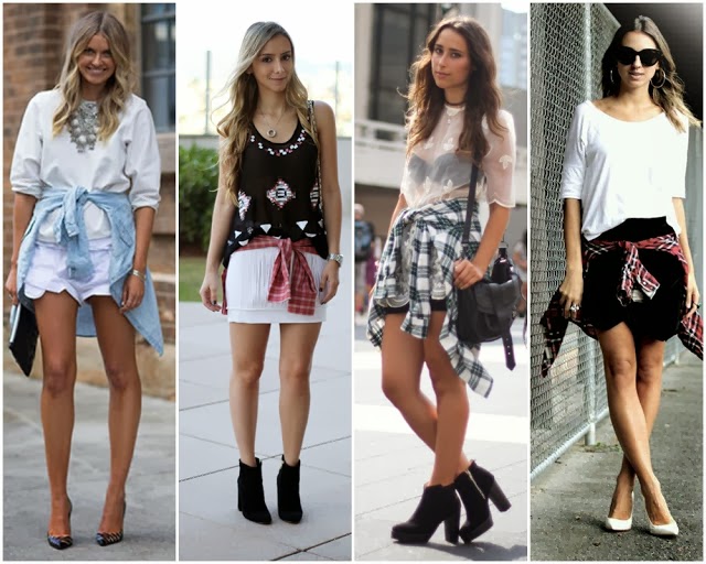 moda camisa amarrada na cintura