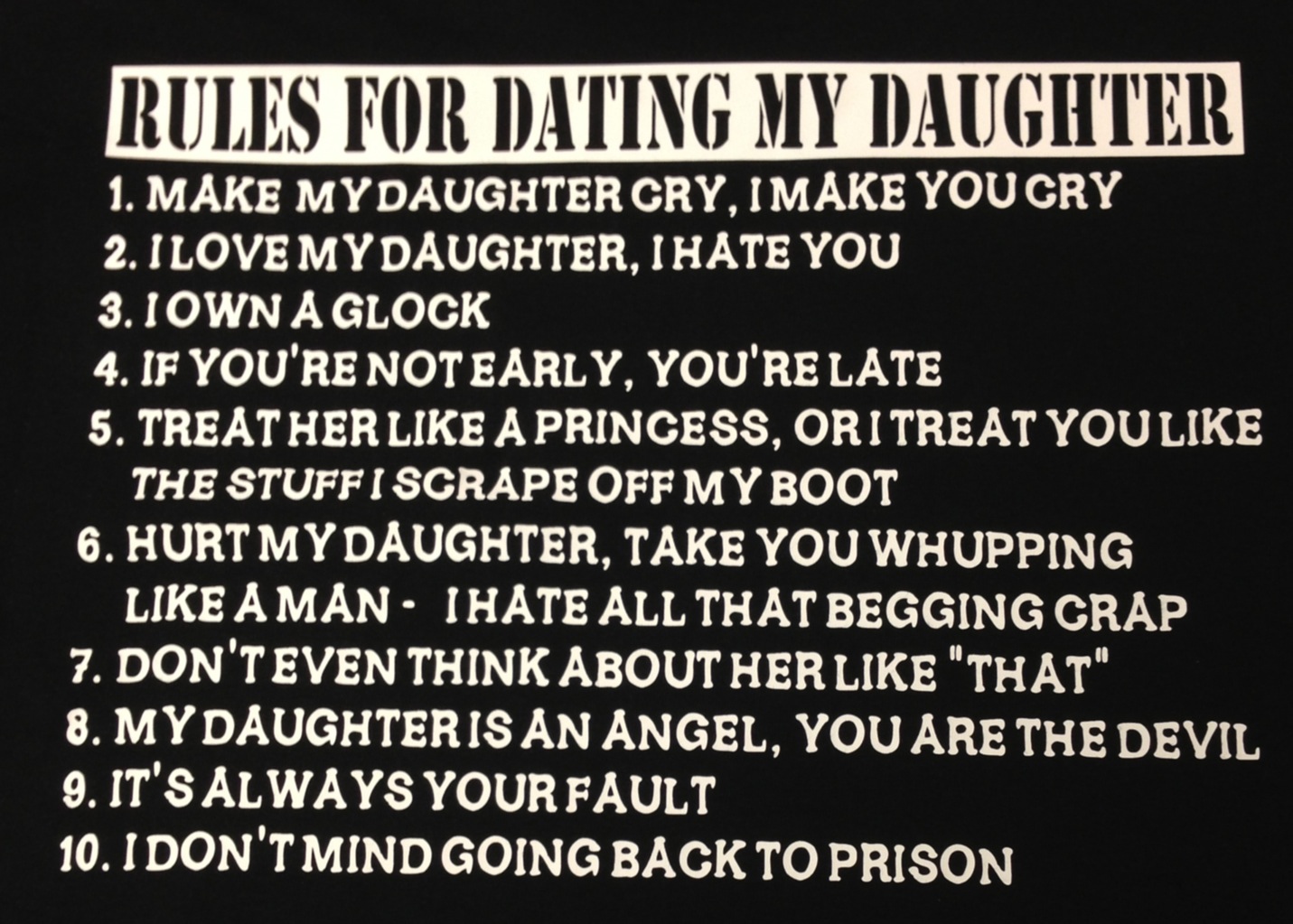 7 rules for dating my daughter