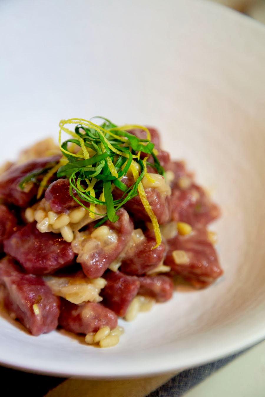 Undercooked Beet Gnocchi with Almond Milk "Cream" Sauce
