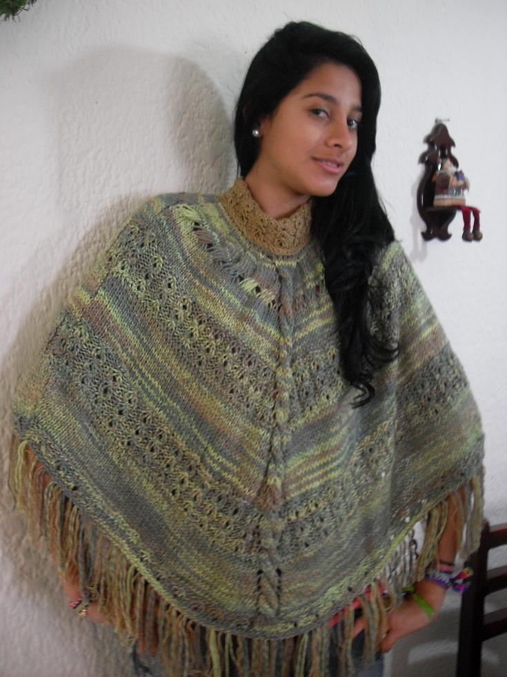 Tejiendo+Con+Peru ... , con el cuello en color beige, solo monté 60 puntos con agujas 7