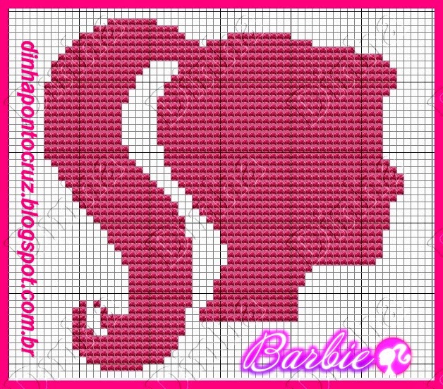 Barbie Em Ponto Cruz Dinha Ponto Cruz: Monograma e silhuetas Barbie ponto cruz