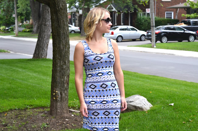 boohoo, aztec, aztec dress, short aztec, blue suede shoes, gold capped, shoes, flats, dolce vita, smart set