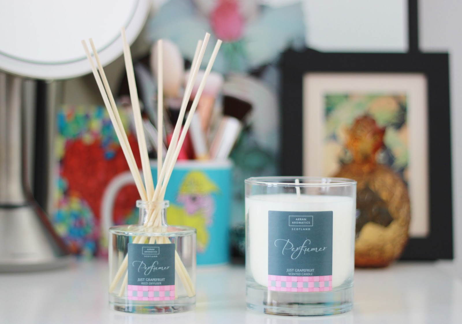Arran Aromatics Just Grapefruit scented candle and reed diffuser