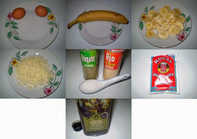 Ingredientes da receita de omelete com banana e queijo Receita de omelete com banana e queijo