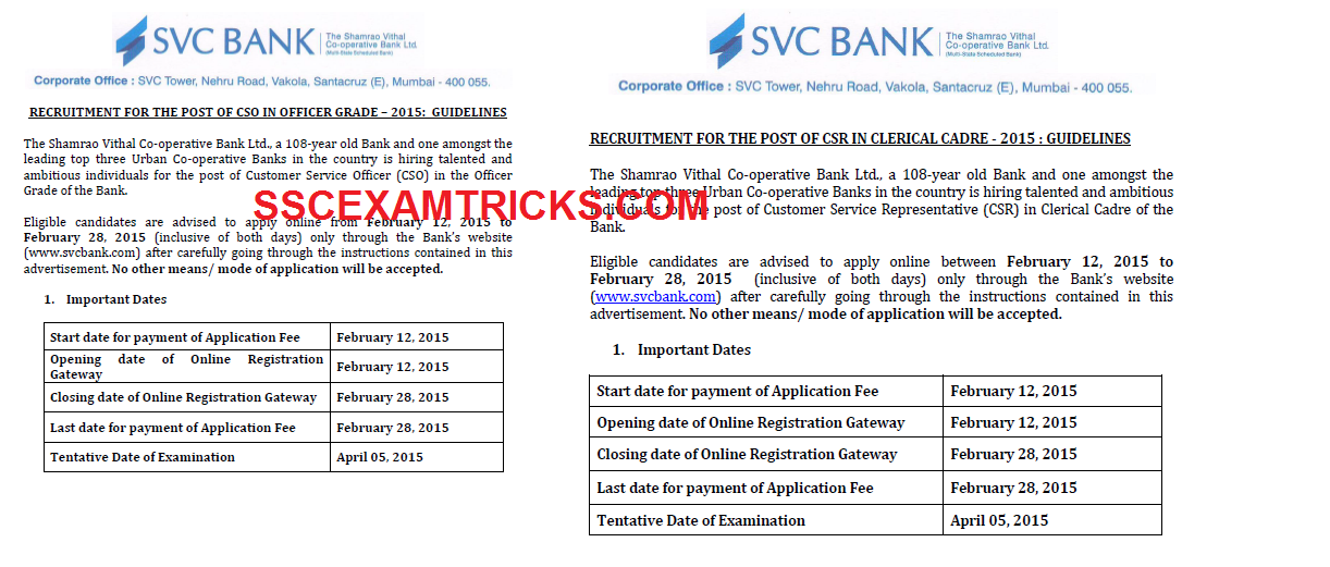 SVC BANK VACANCIES