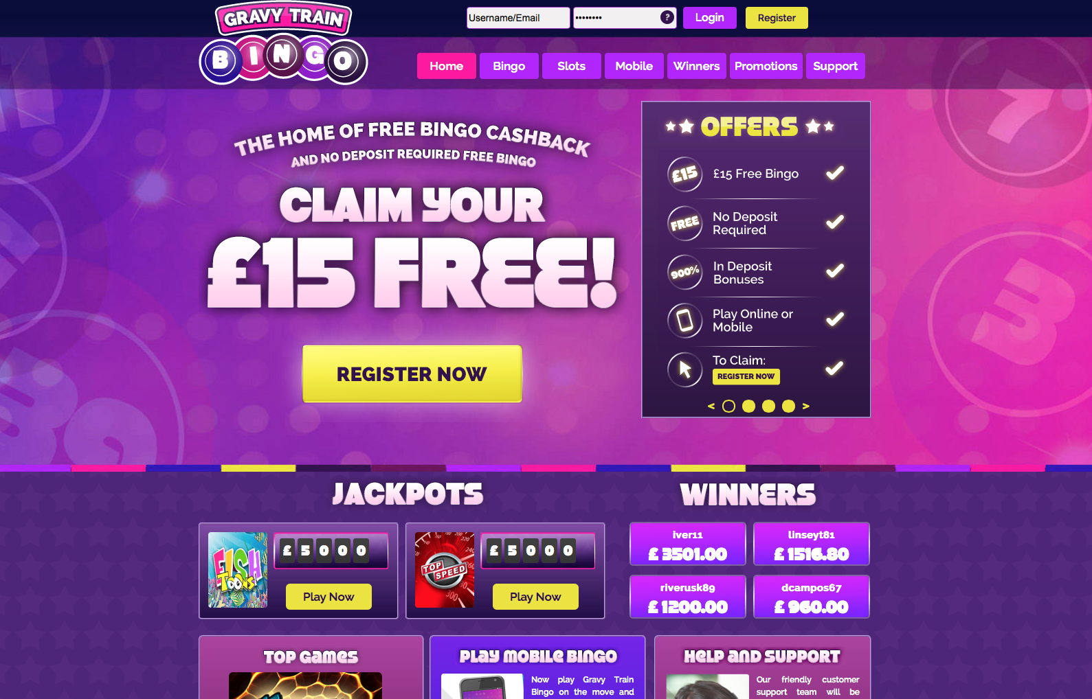 £15 Free Mobile Bingo No Deposit Required