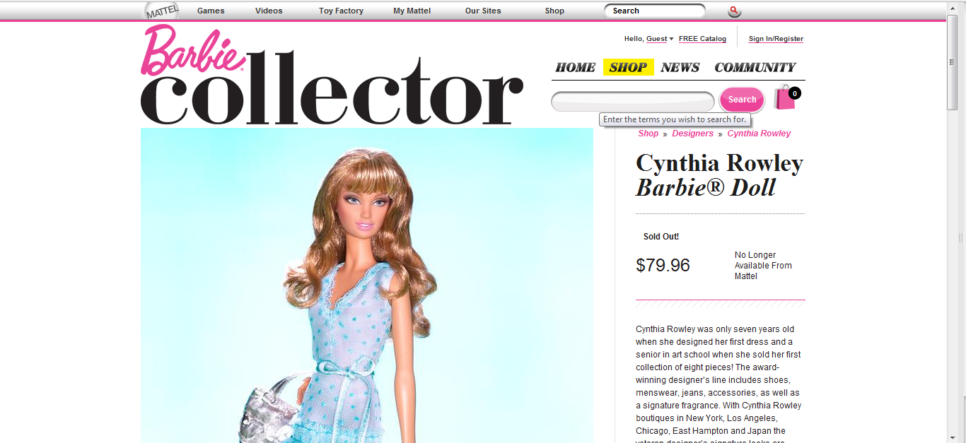 barbie collector website